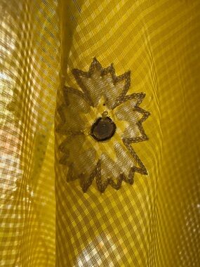Bright Yellow Sheer Fabric Panel table cloth Indian embroidered wrap 40x94”